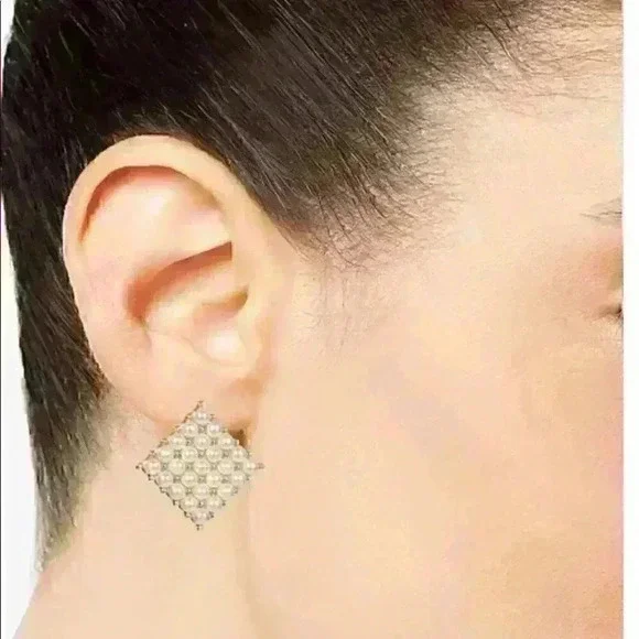 INC Pearl Square Stud Earrings - Picture 2 of 3